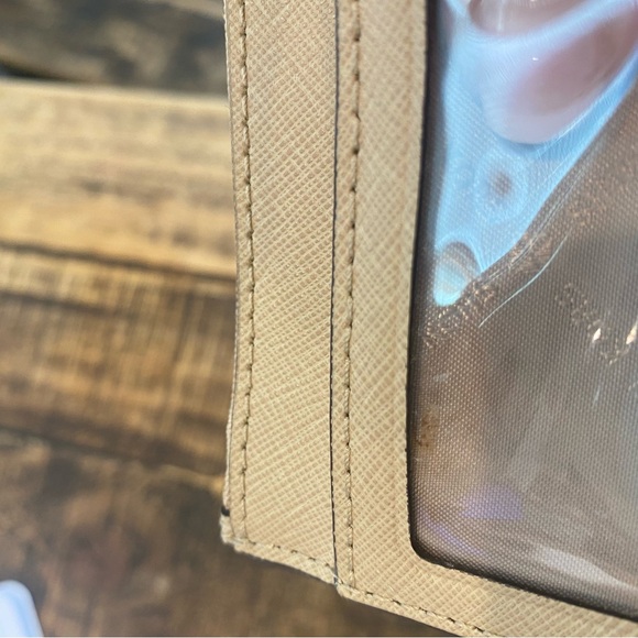 Michael Kors Tan Leather Jet Set Small Top Zip Coin Pouch with Key Chain - Picture 9 of 12